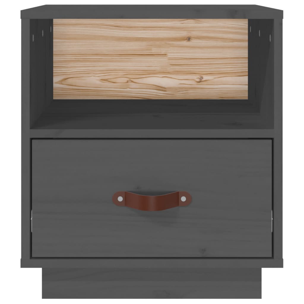 Nattbord 2 stk grå 40x34x45 cm heltre furu