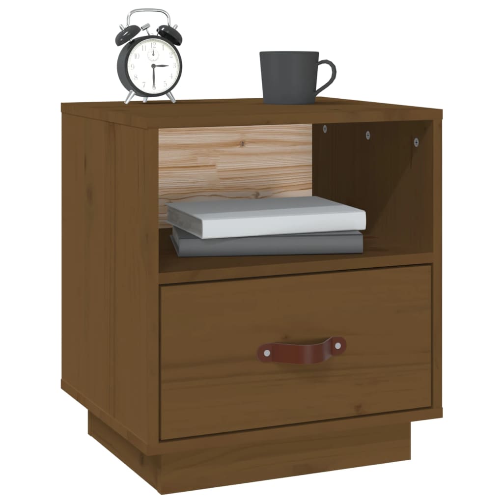 Nattbord 2 stk honningbrun 40x34x45 cm heltre furu