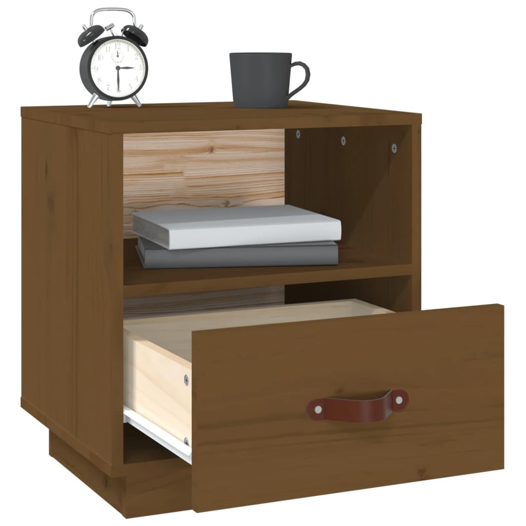 Nattbord 2 stk honningbrun 40x34x45 cm heltre furu