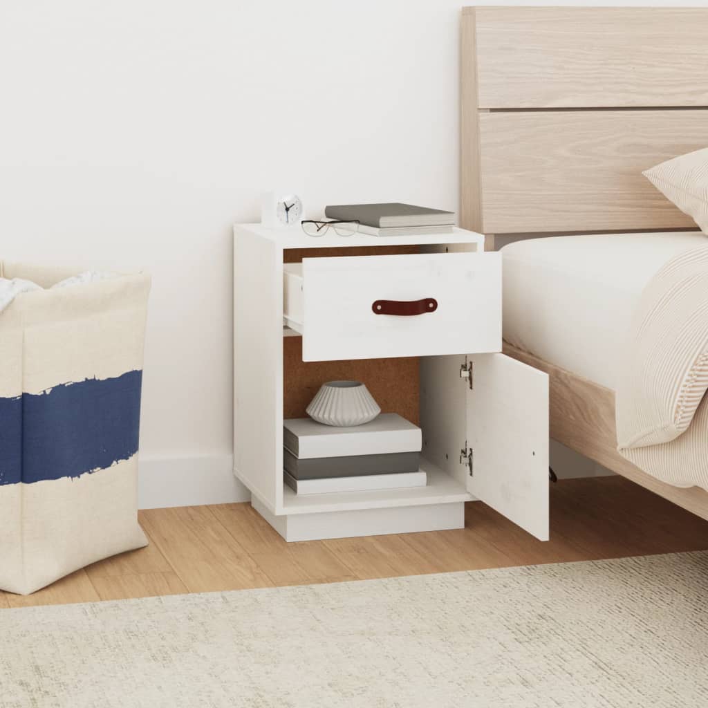 Nattbord 2 stk hvit 40x34x55 cm heltre furu