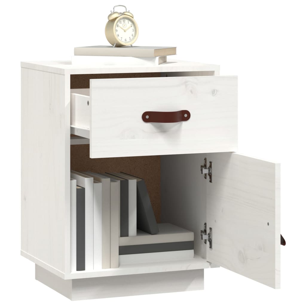 Nattbord 2 stk hvit 40x34x55 cm heltre furu