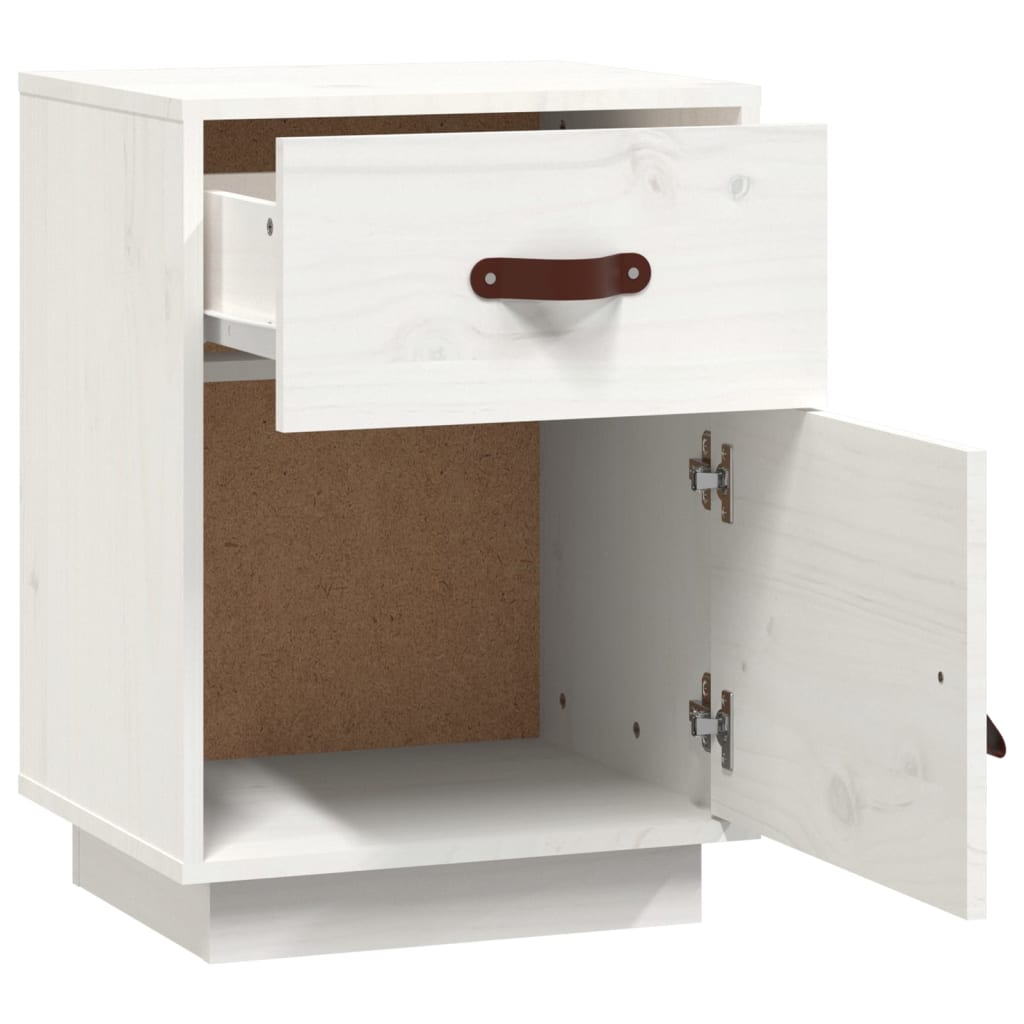 Nattbord 2 stk hvit 40x34x55 cm heltre furu