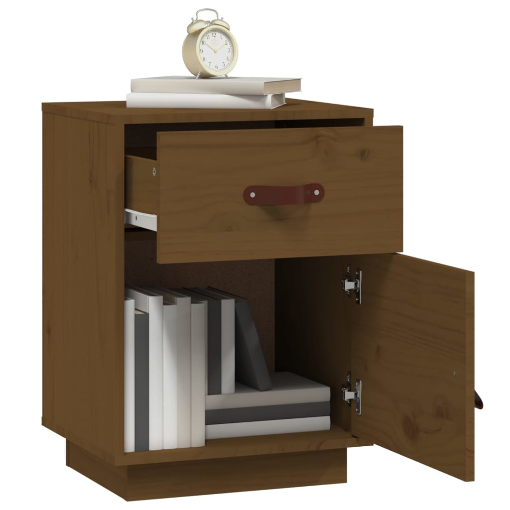 Nattbord 2 stk honningbrun 40x34x55 cm heltre furu