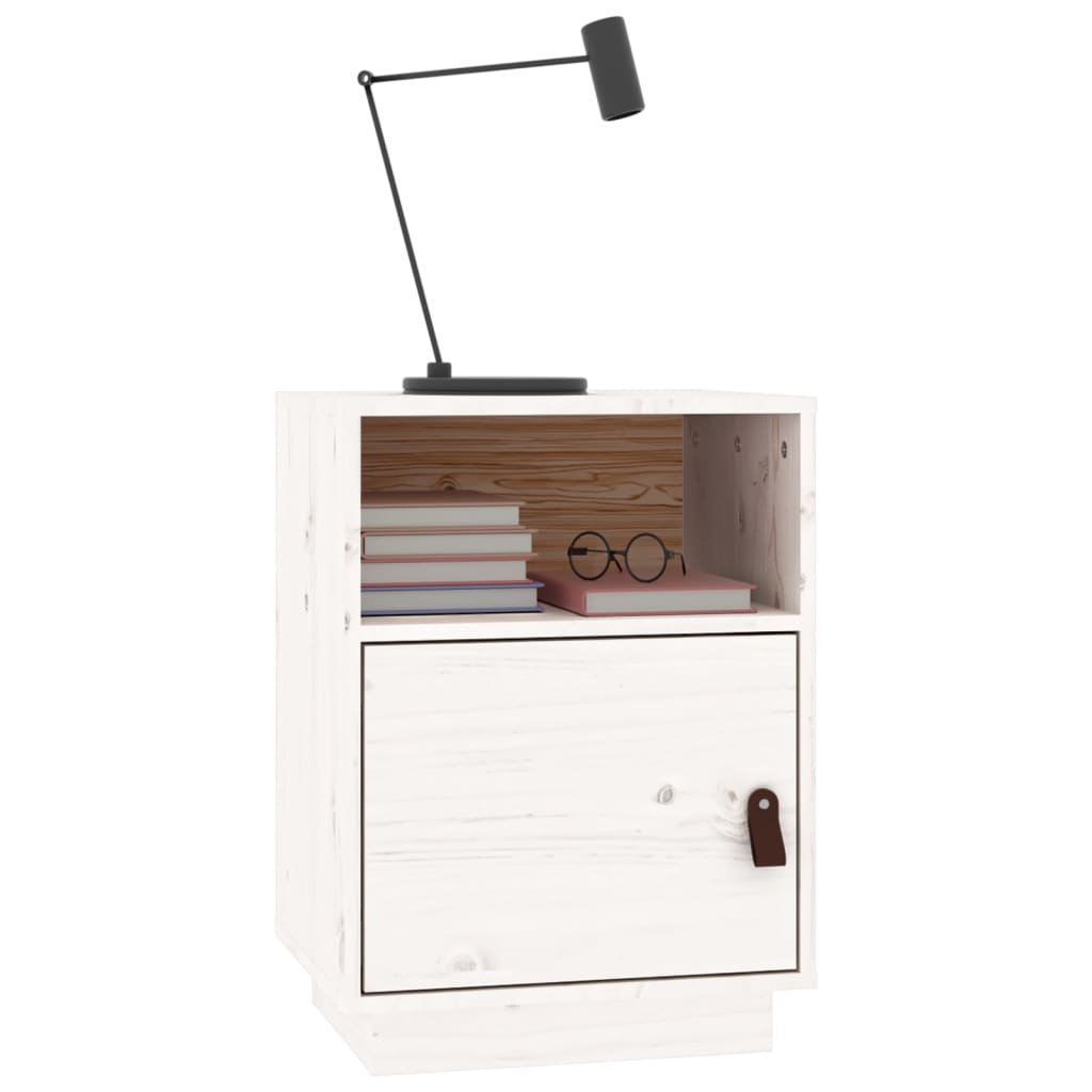 Nattbord 2 stk hvit 40x34x55 cm heltre furu