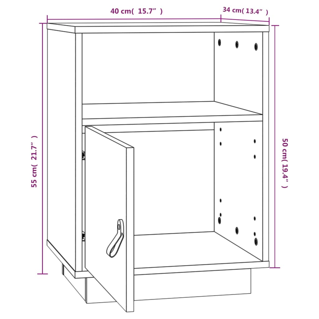 Nattbord 2 stk honningbrun 40x34x55 cm heltre furu