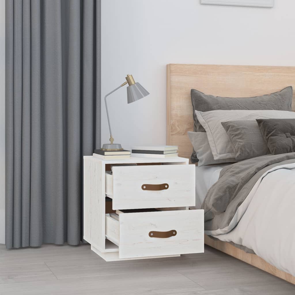 Nattbord 2 stk hvit 40x34x45 cm heltre furu