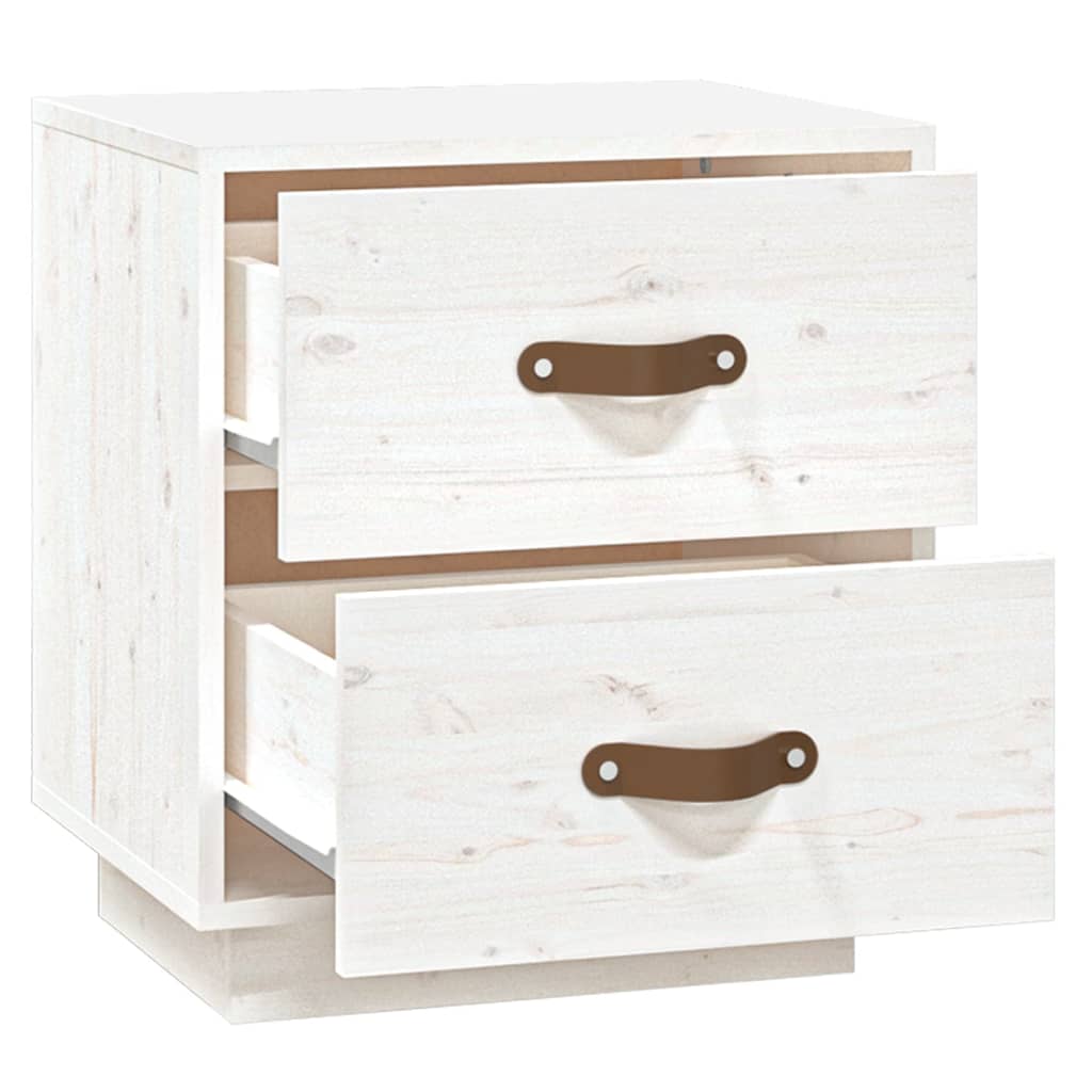 Nattbord 2 stk hvit 40x34x45 cm heltre furu