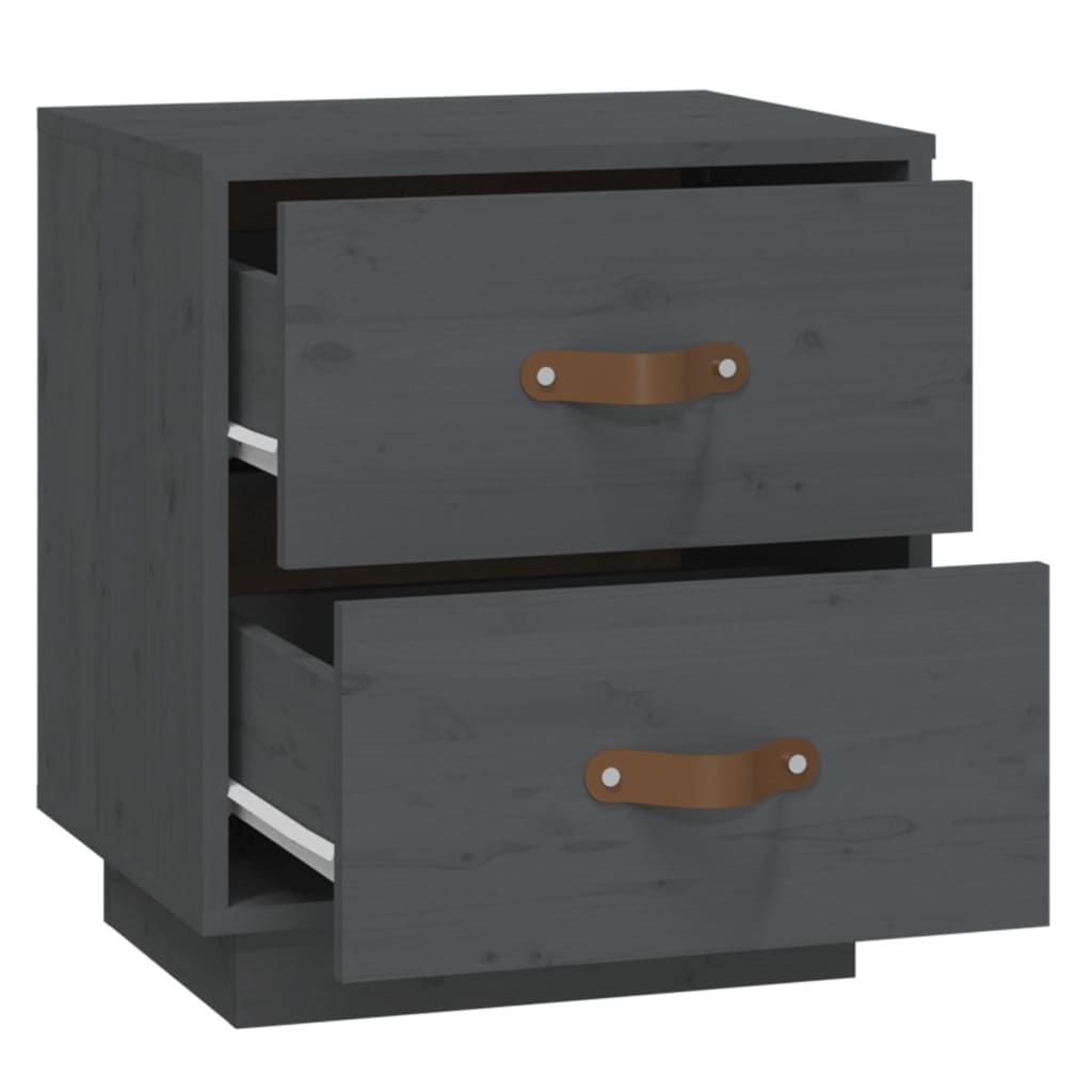 Nattbord 2 stk grå 40x34x45 cm heltre furu