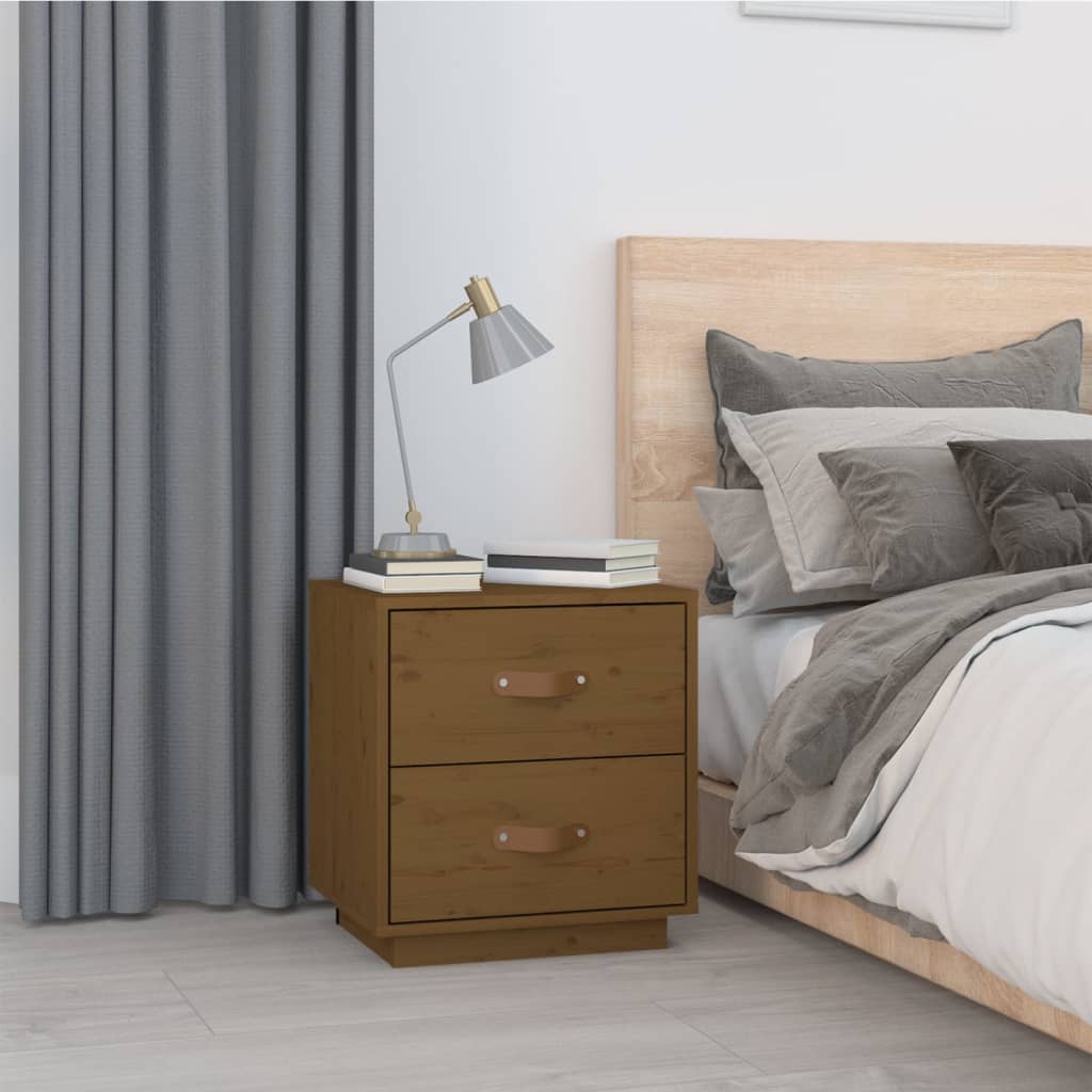 Nattbord 2 stk honningbrun 40x34x45 cm heltre furu