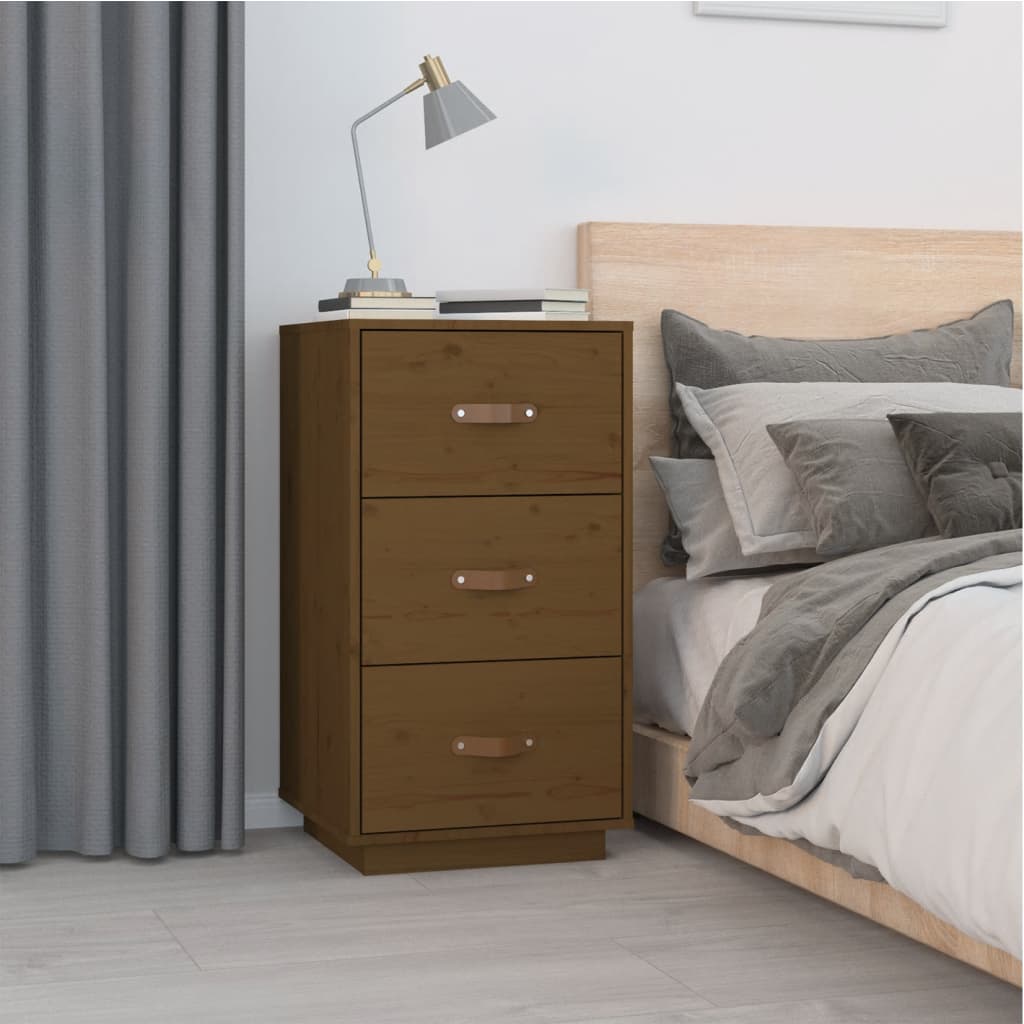 Nattbord 2 stk honningbrun 40x40x75 cm heltre furu