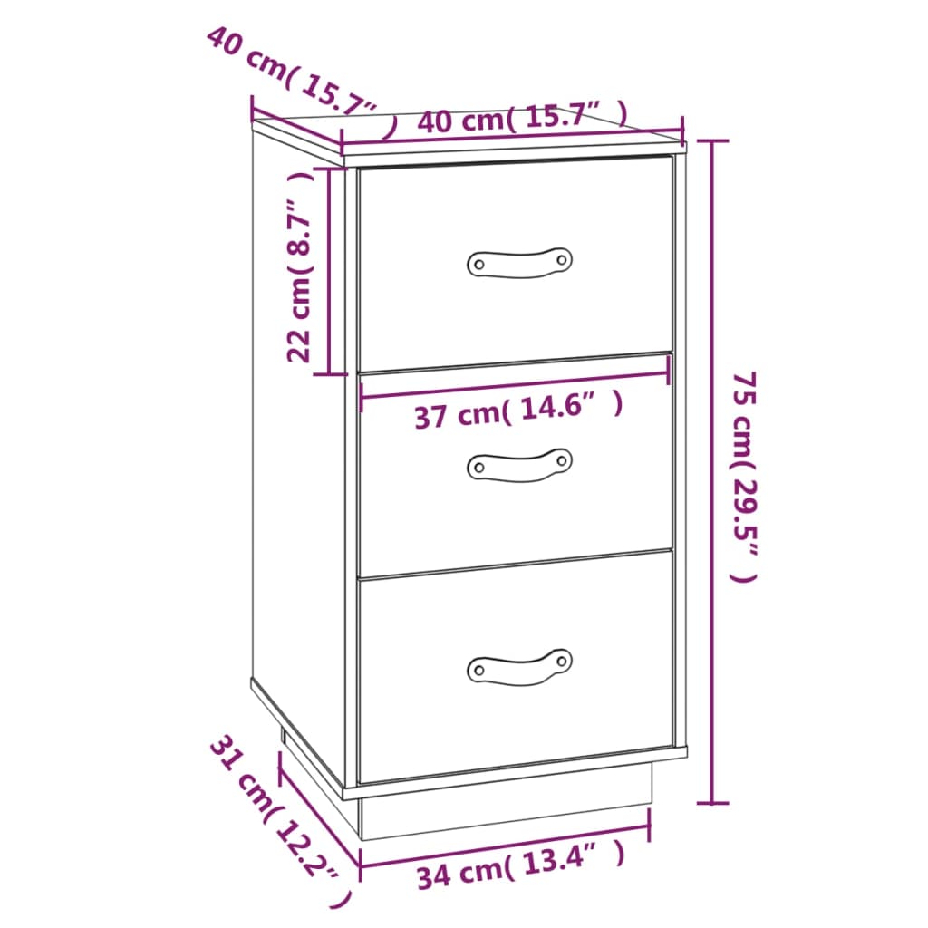 Nattbord 2 stk honningbrun 40x40x75 cm heltre furu