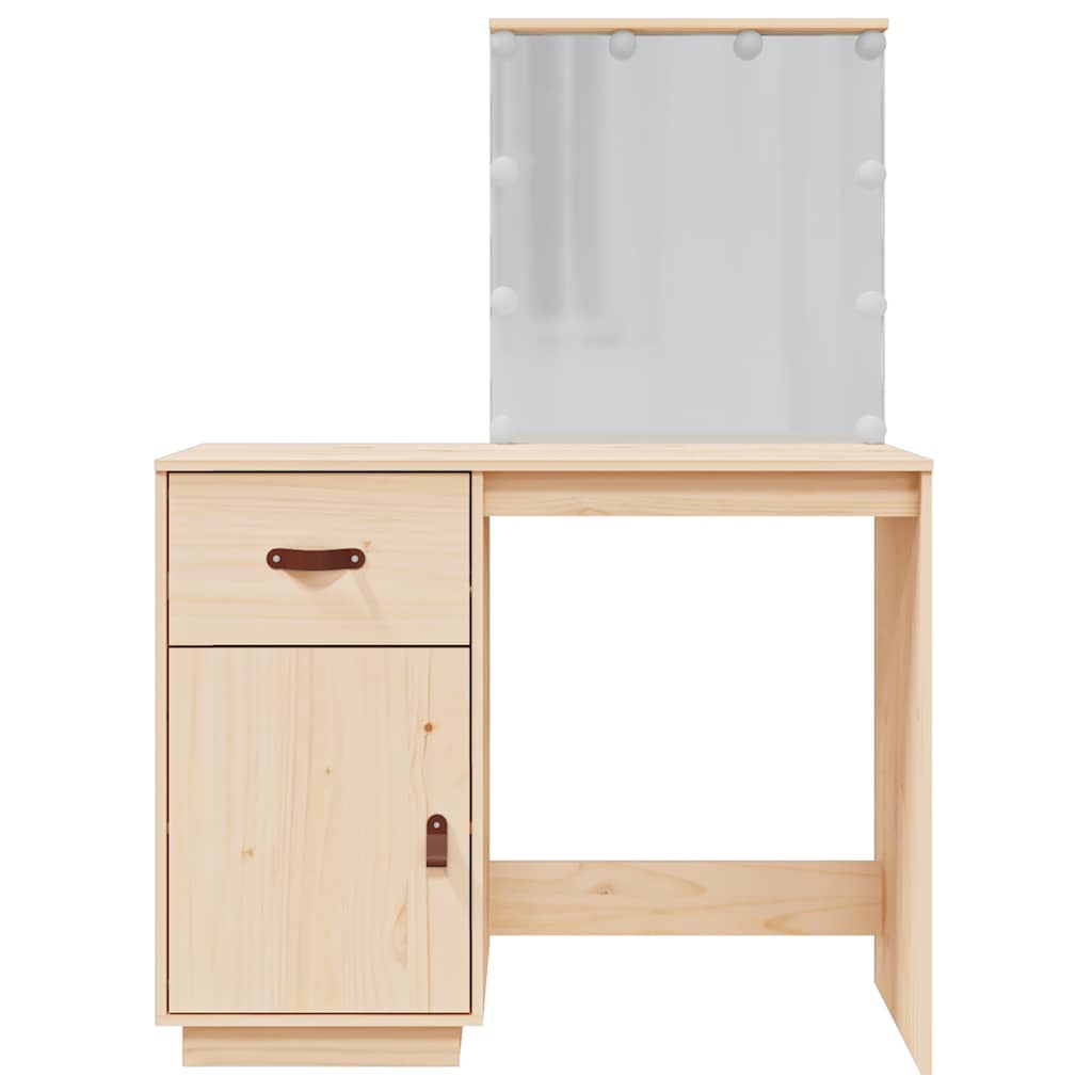 Sminkebord med LED 95x50x133,5 cm heltre furu
