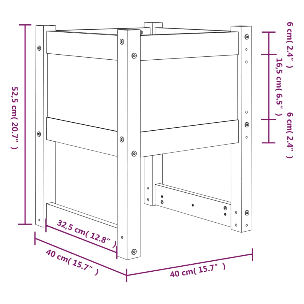 Plantekasser 2 stk hvit 40x40x52,5 cm heltre furu