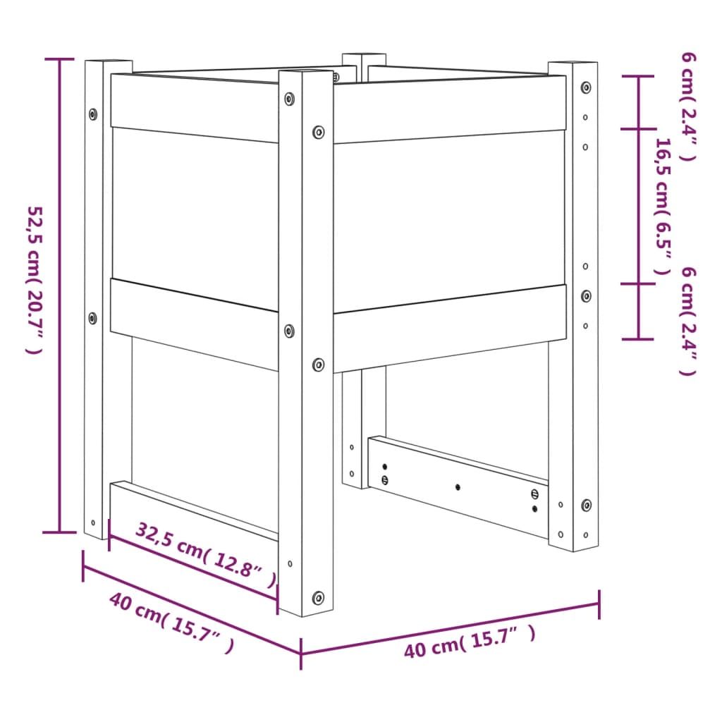 Plantekasser 2 stk honningbrun 40x40x52,5 cm heltre furu