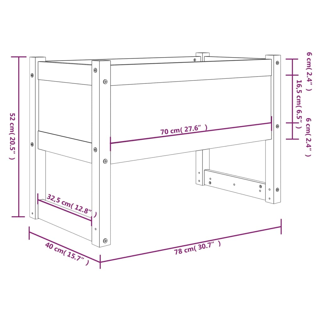Plantekasse honningbrun 78x40x52 cm heltre furu
