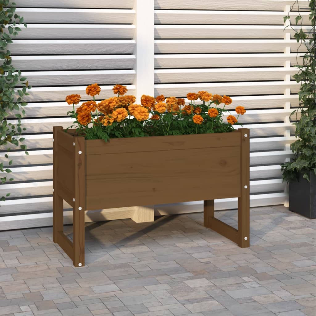 Plantekasse honningbrun 78x40x52 cm heltre furu