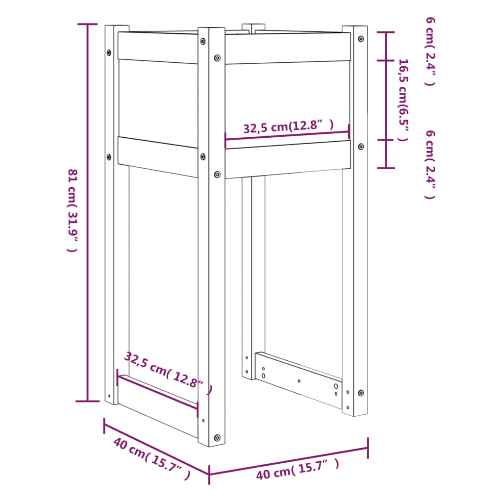 Plantekasser 2 stk 40x40x81 cm heltre furu