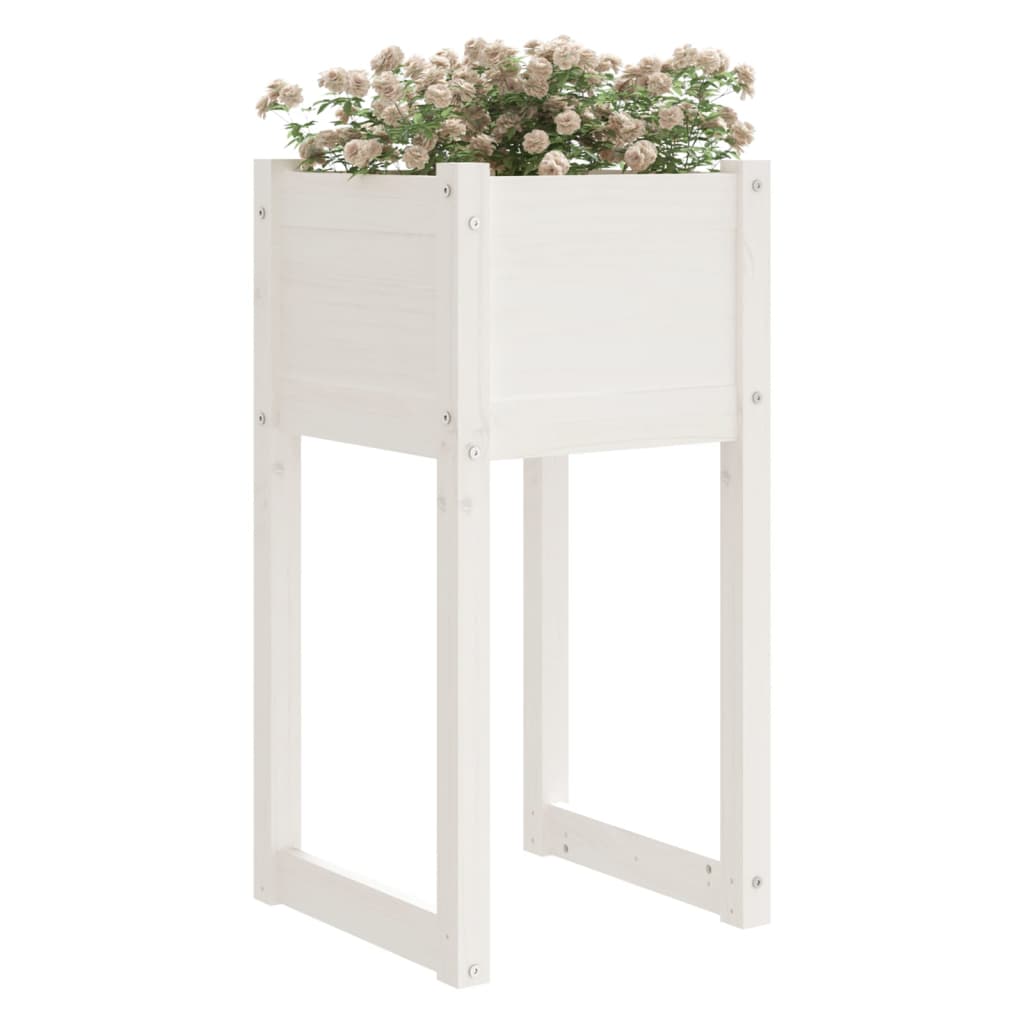 Plantekasser 2 stk hvit 40x40x81 cm heltre furu
