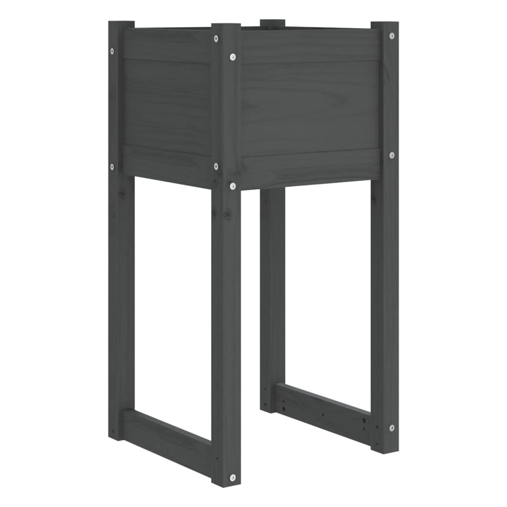 Plantekasser 2 stk grå 40x40x81 cm heltre furu