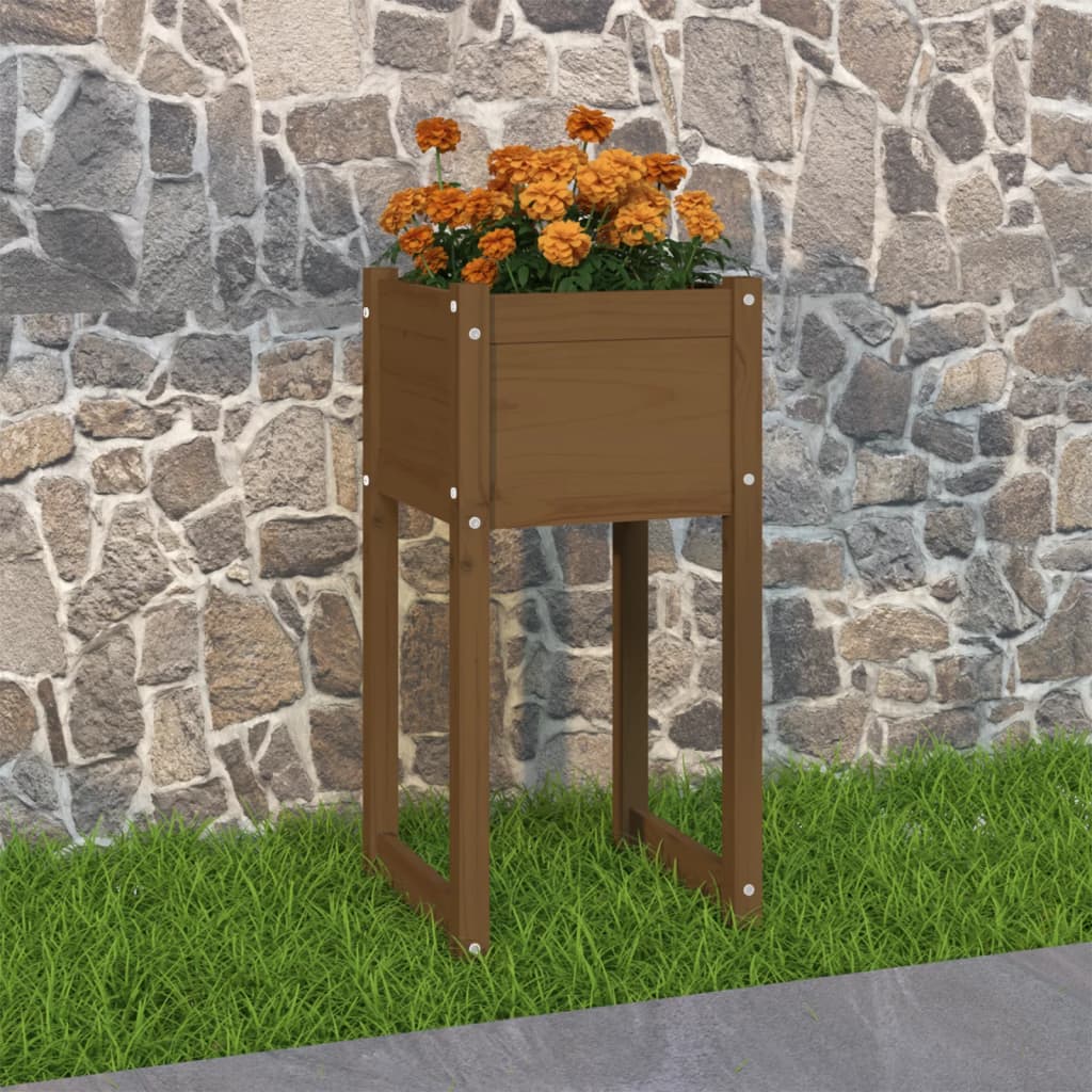 Plantekasse honningbrun 40x40x81 cm heltre furu