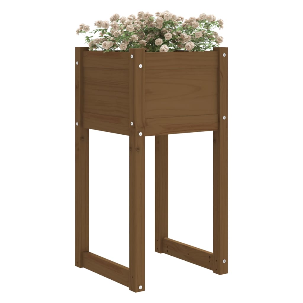 Plantekasser 2 stk honningbrun 40x40x81 cm heltre furu