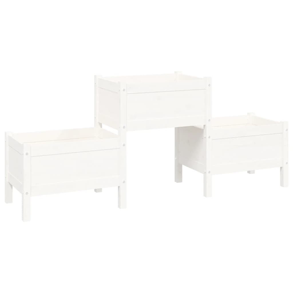 Plantekasse hvit 178,5x44x75 cm heltre furu