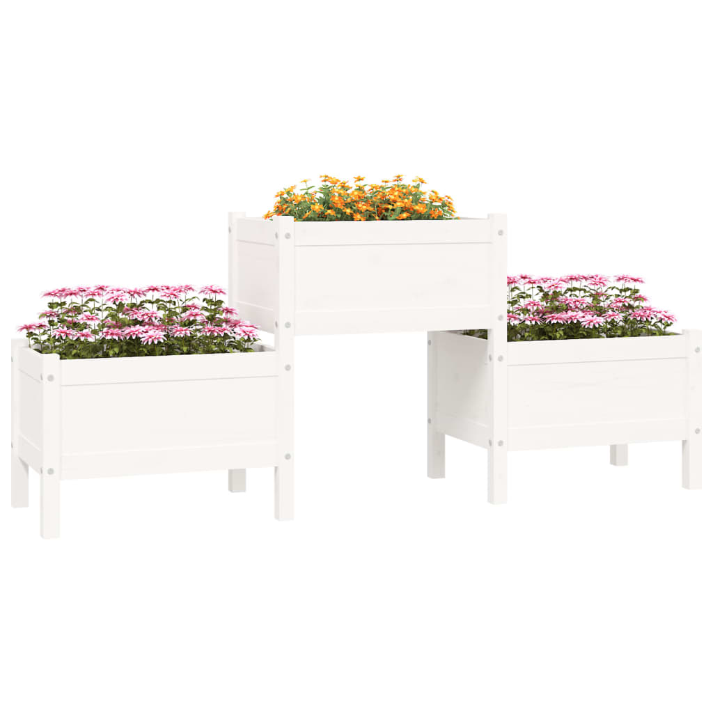 Plantekasse hvit 178,5x44x75 cm heltre furu
