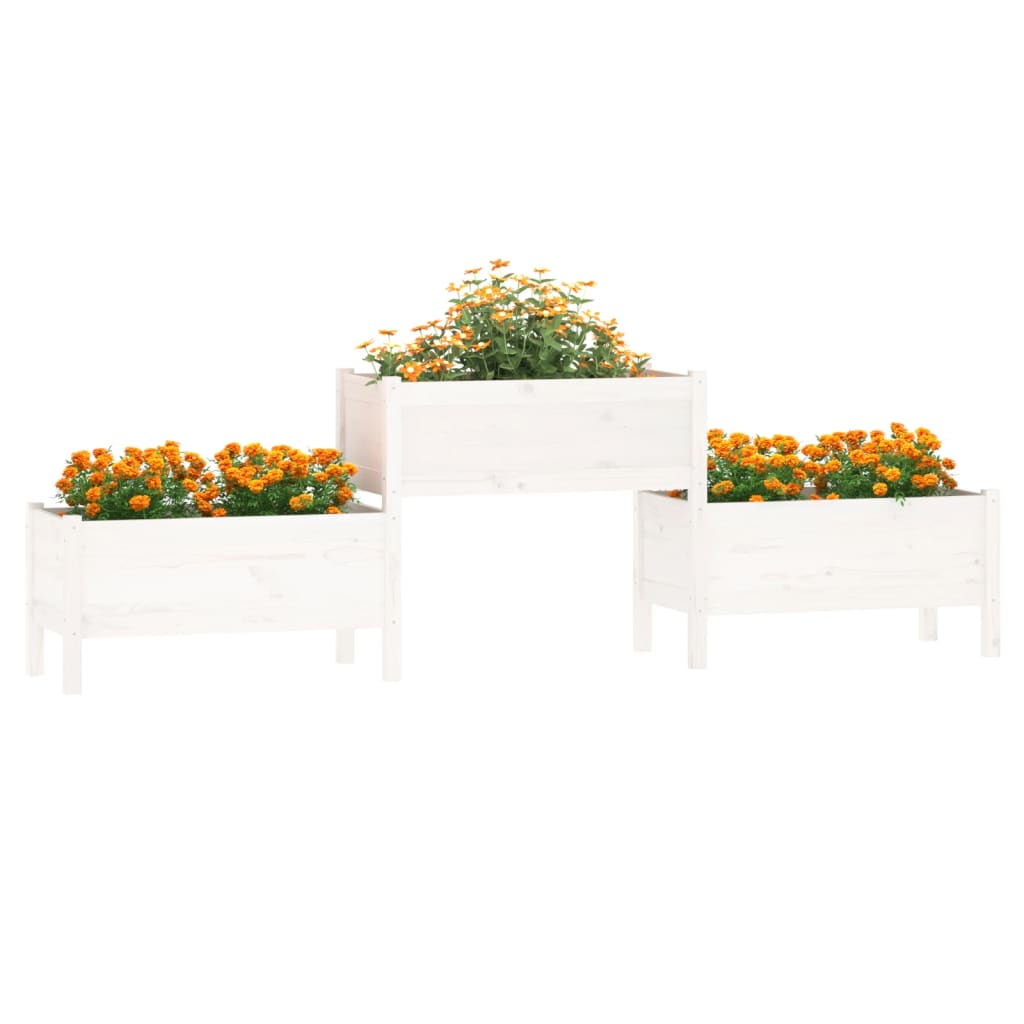 Plantekasse hvit 245,5x44x75 cm heltre furu