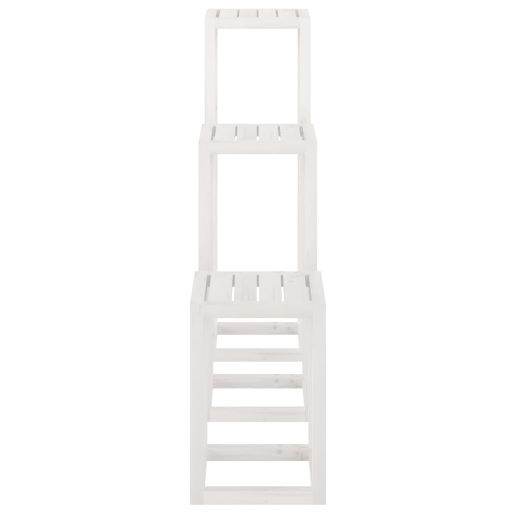 Plantestativer 3 stk hvit heltre furu