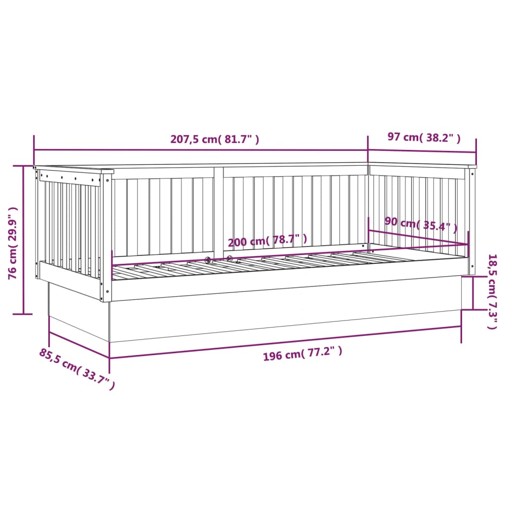 Dagseng honningbrun 90x200 cm heltre furu