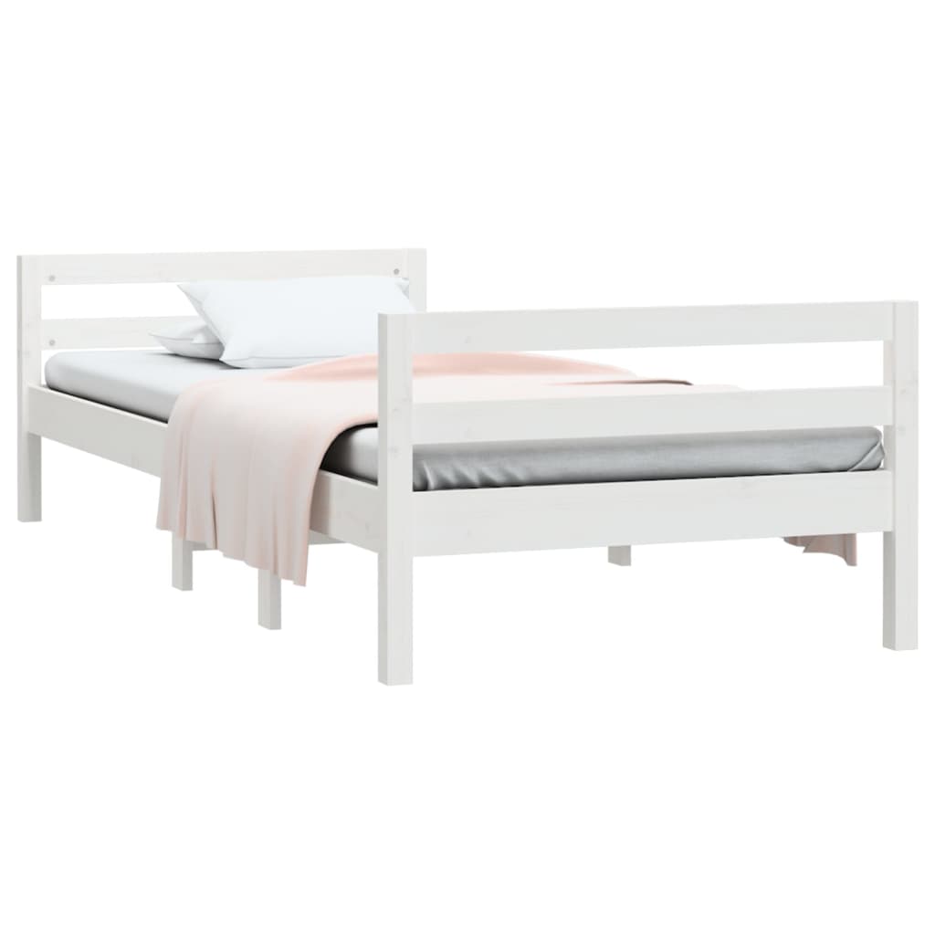 Sengeramme hvit 75x190 cm heltre furu