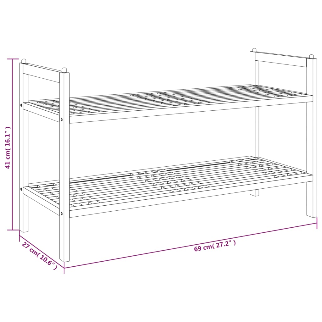 Skohylle 69x27x41 cm heltre valnøtt