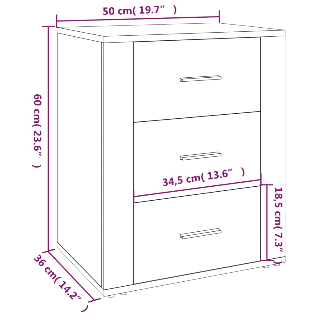 Nattbord sonoma eik 50x36x60 cm konstruert tre