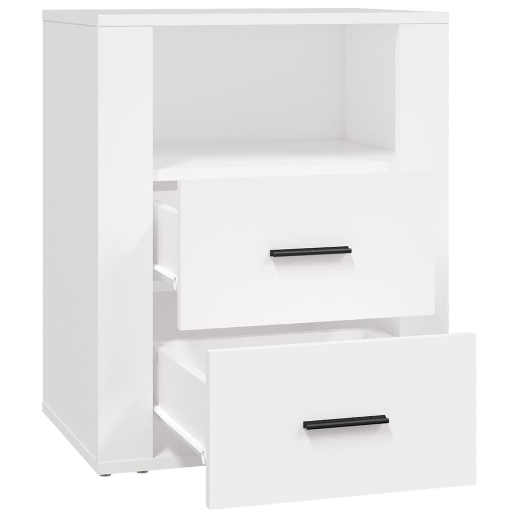 Nattbord hvit 50x36x60 cm konstruert tre