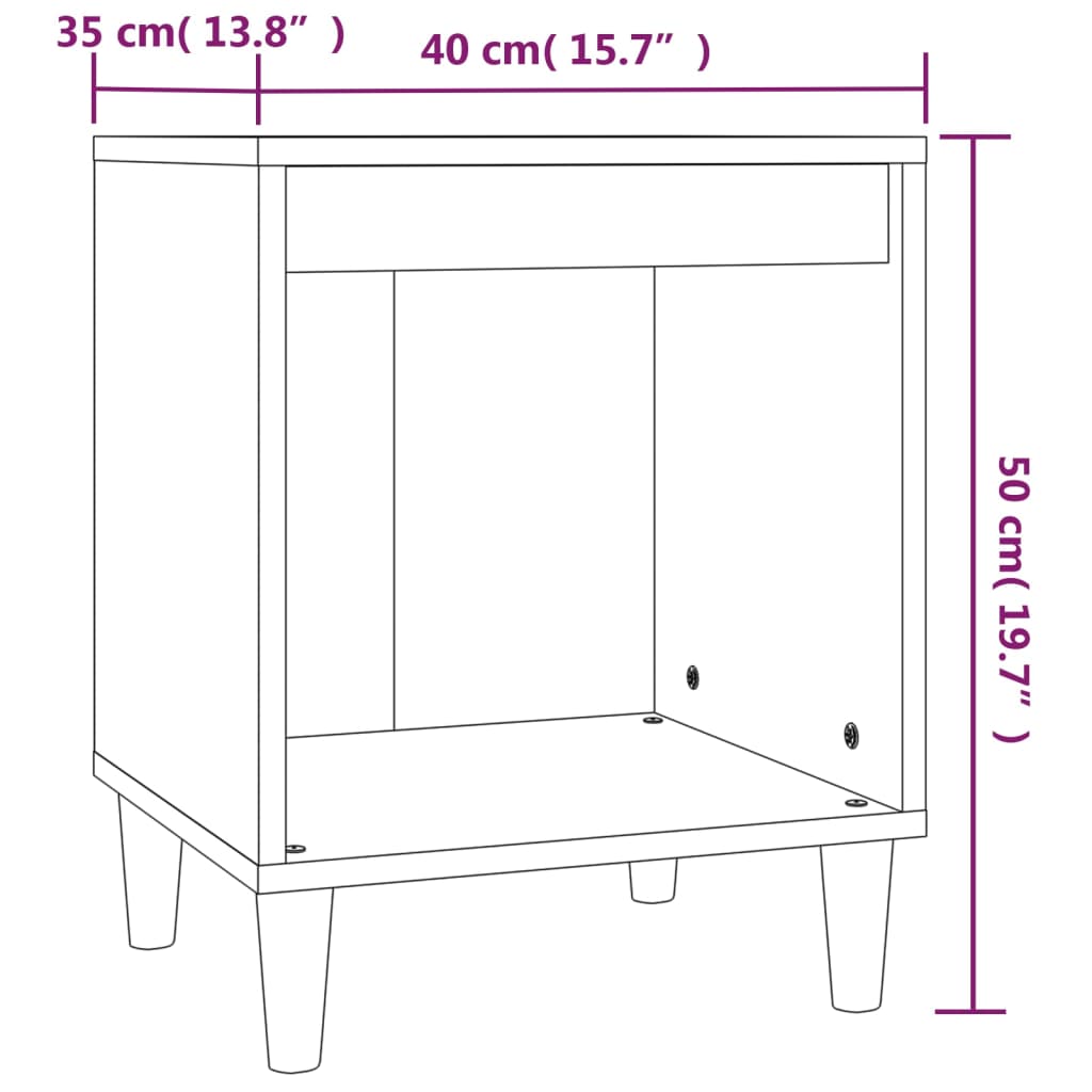 Nattbord 2 stk hvit 40x35x50