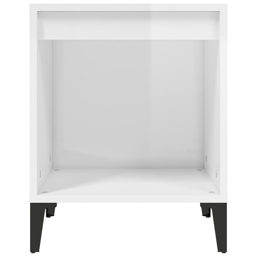 Nattbord 2 stk høyglans hvit 40x35x50 cm