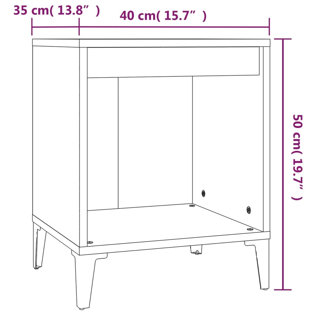 Nattbord 2 stk brun eik 40x35x50 cm
