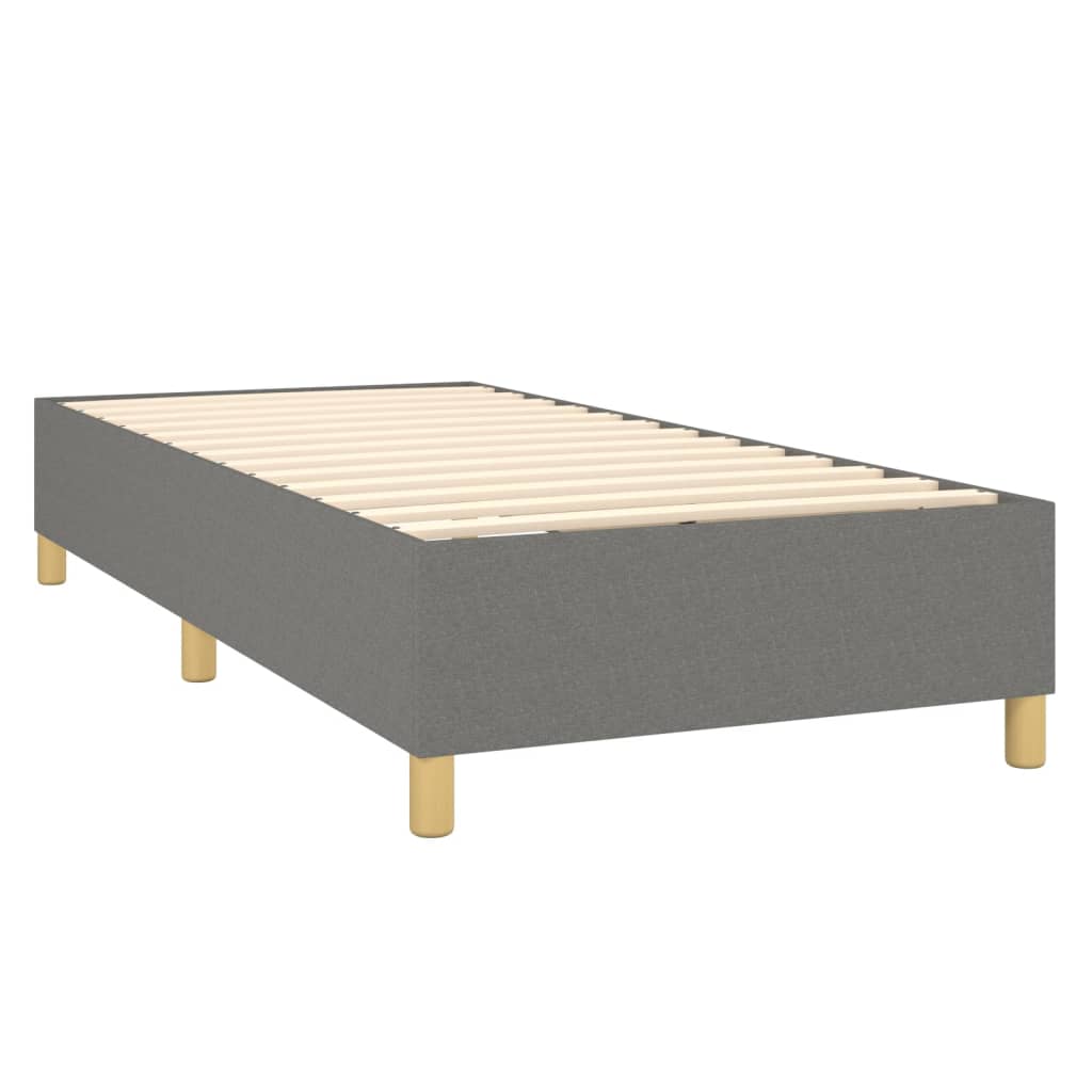 Sengeramme boksfjær mørkegrå 90x190 cm Single stoff