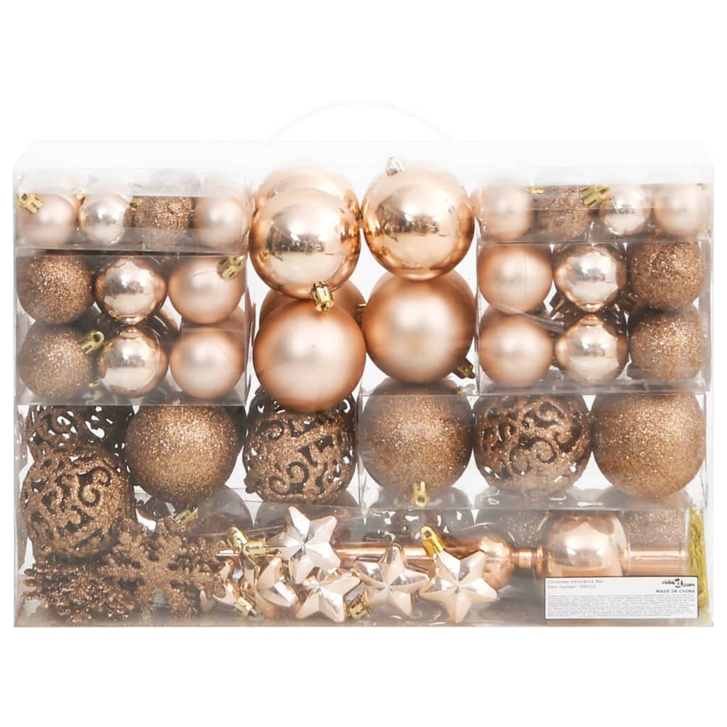 Julekulesett 111 deler rosegull polystyren