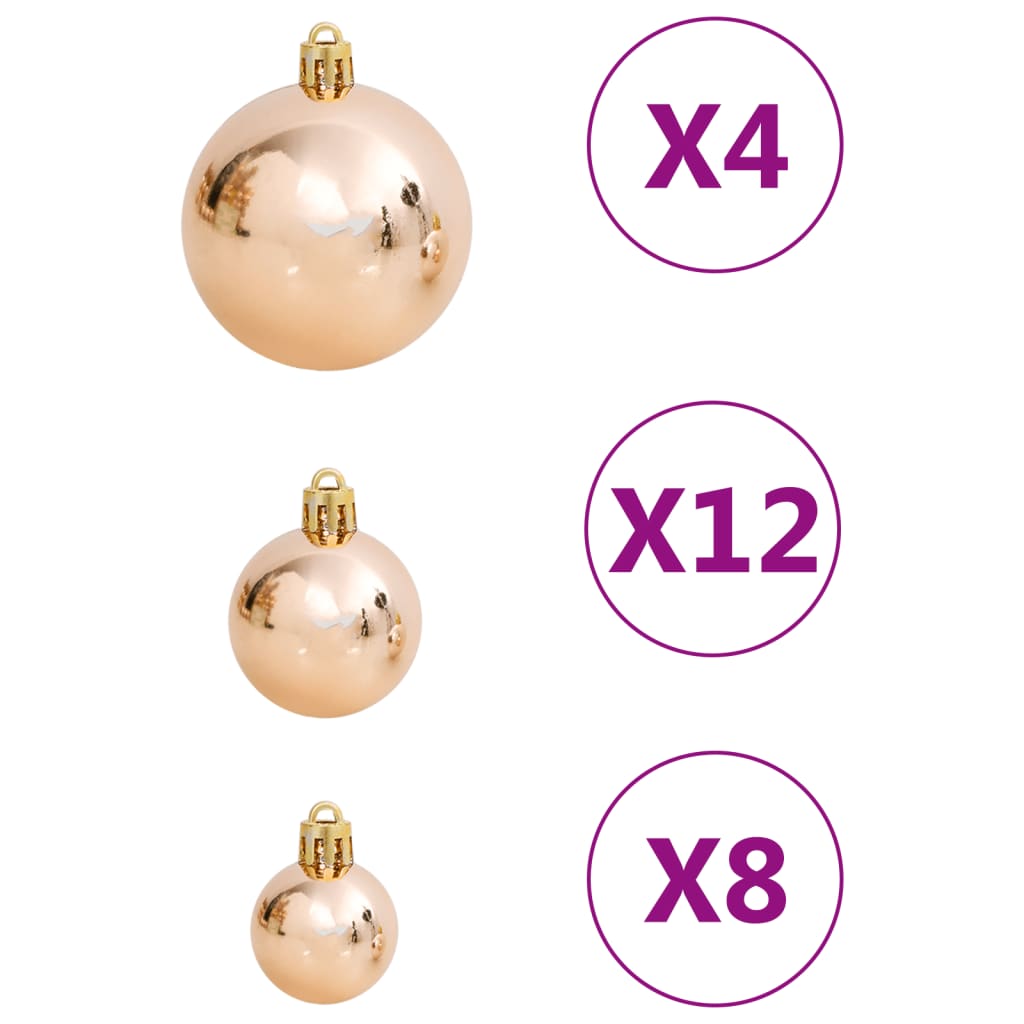 Julekulesett 111 deler rosegull polystyren