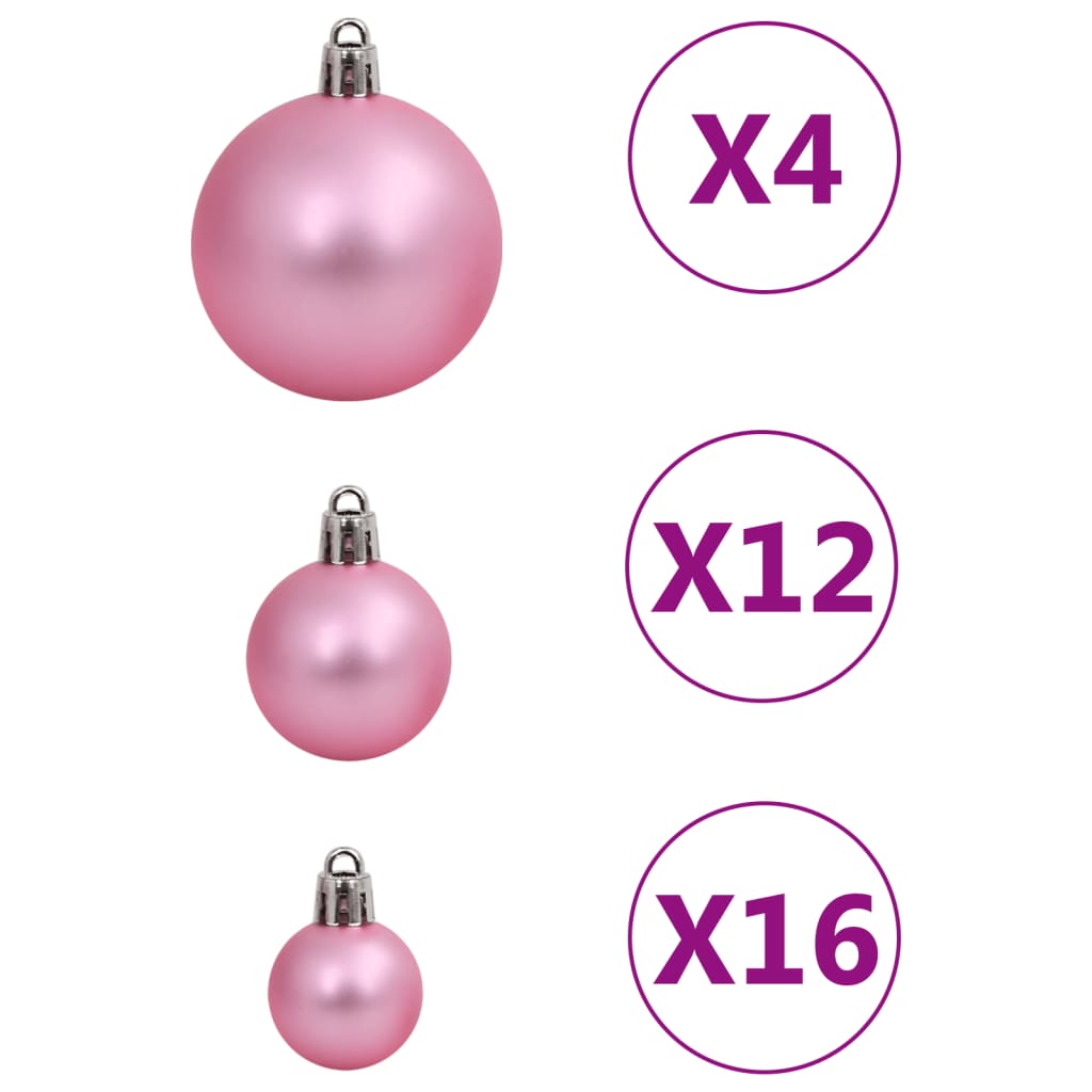 Julekulesett 111 deler rosa polystyren