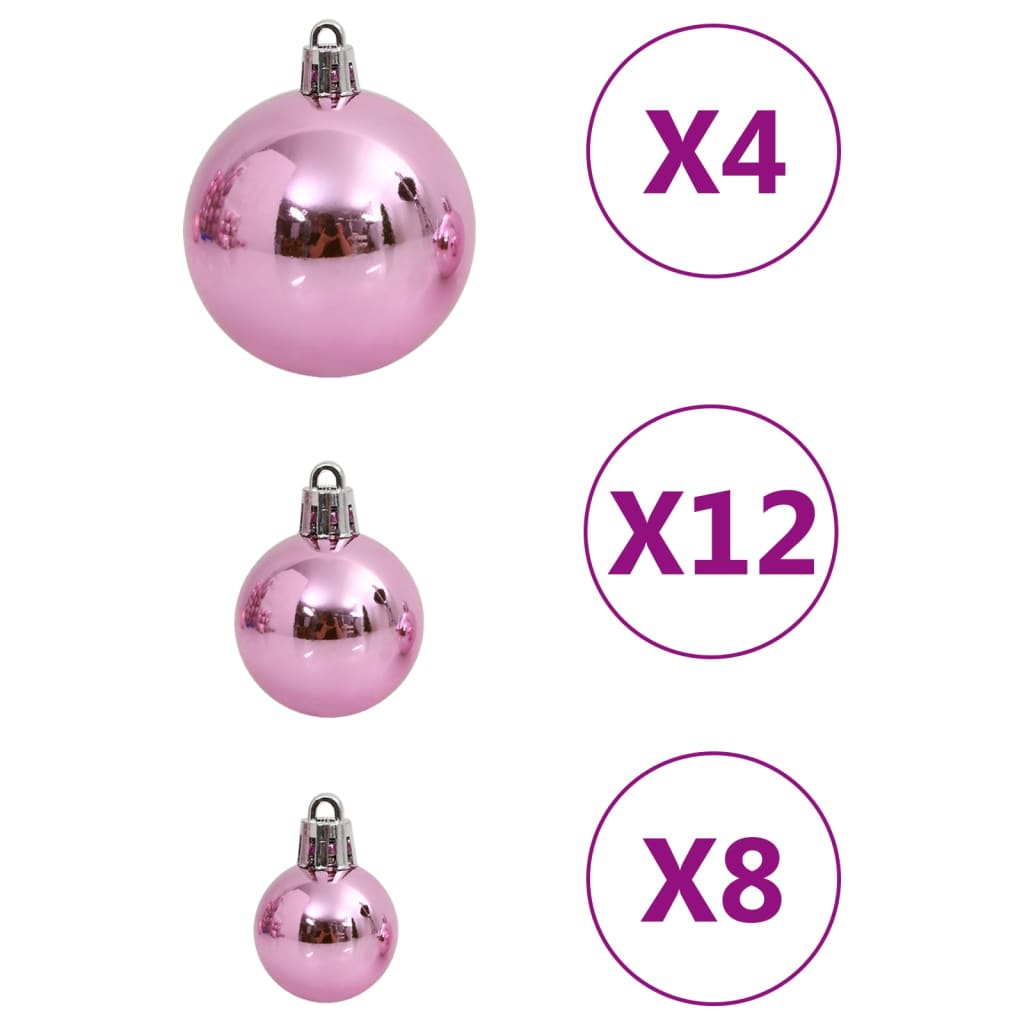 Julekulesett 111 deler rosa polystyren