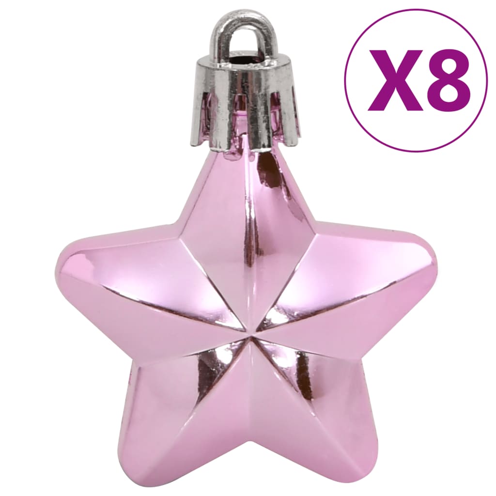 Julekulesett 111 deler rosa polystyren