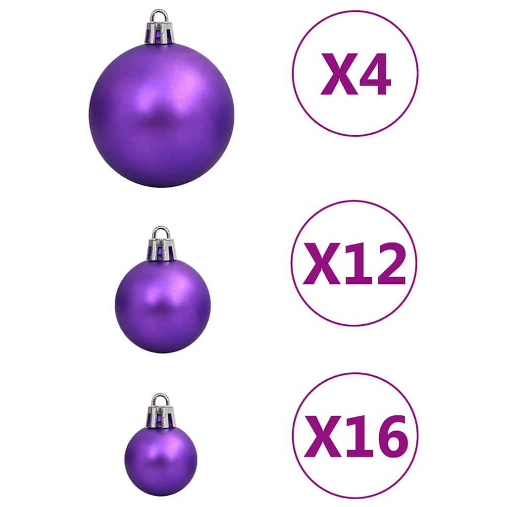 Julekulesett 111 deler lilla polystyren
