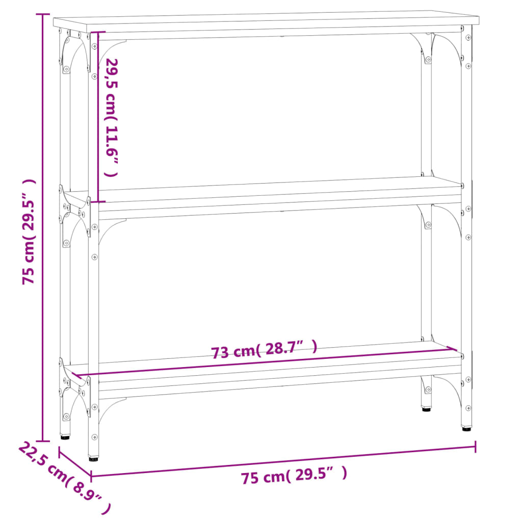 Konsollbord røkt eik 75x22,5x75 cm konstruert tre