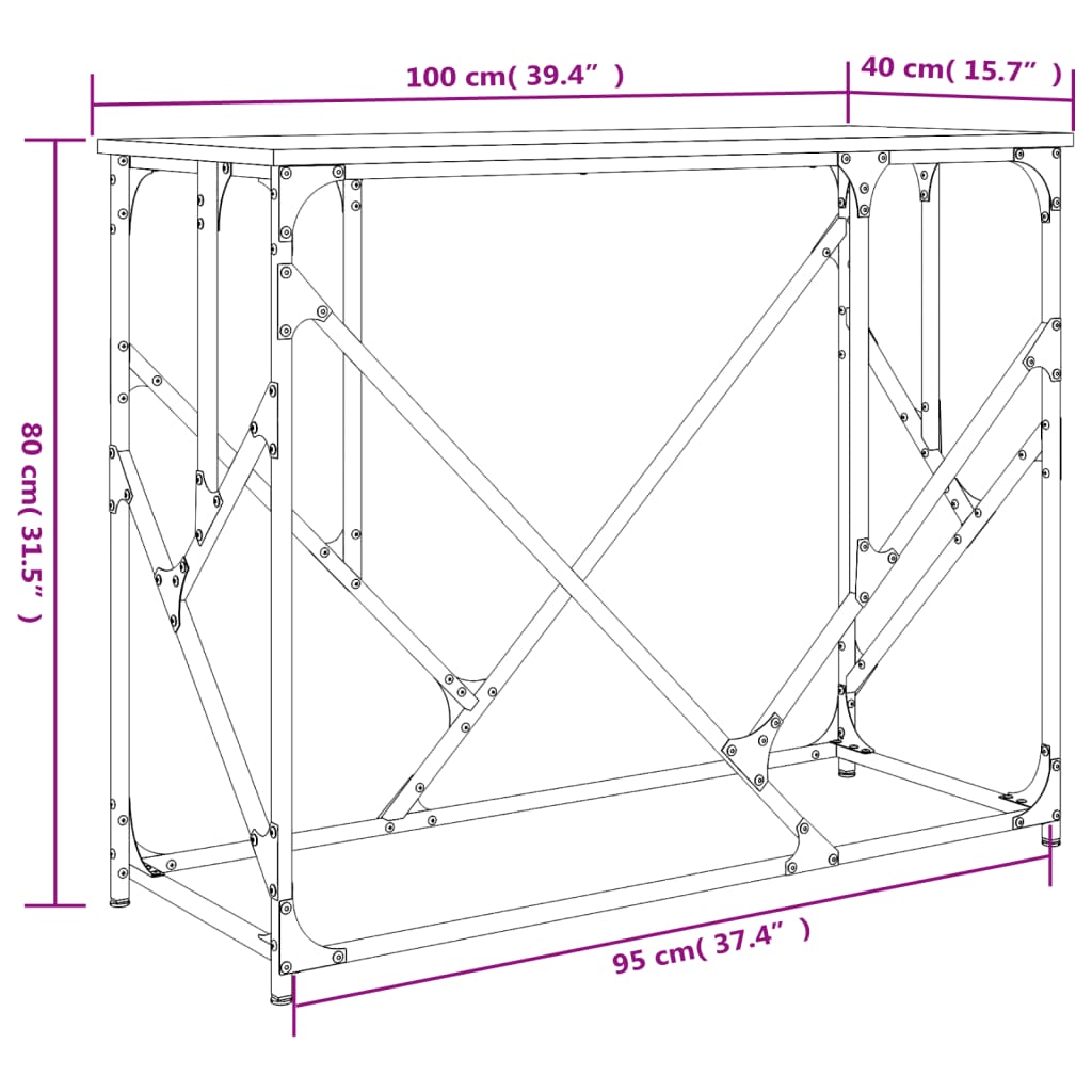 Konsollbord røkt eik 100x40x80 cm konstruert tre