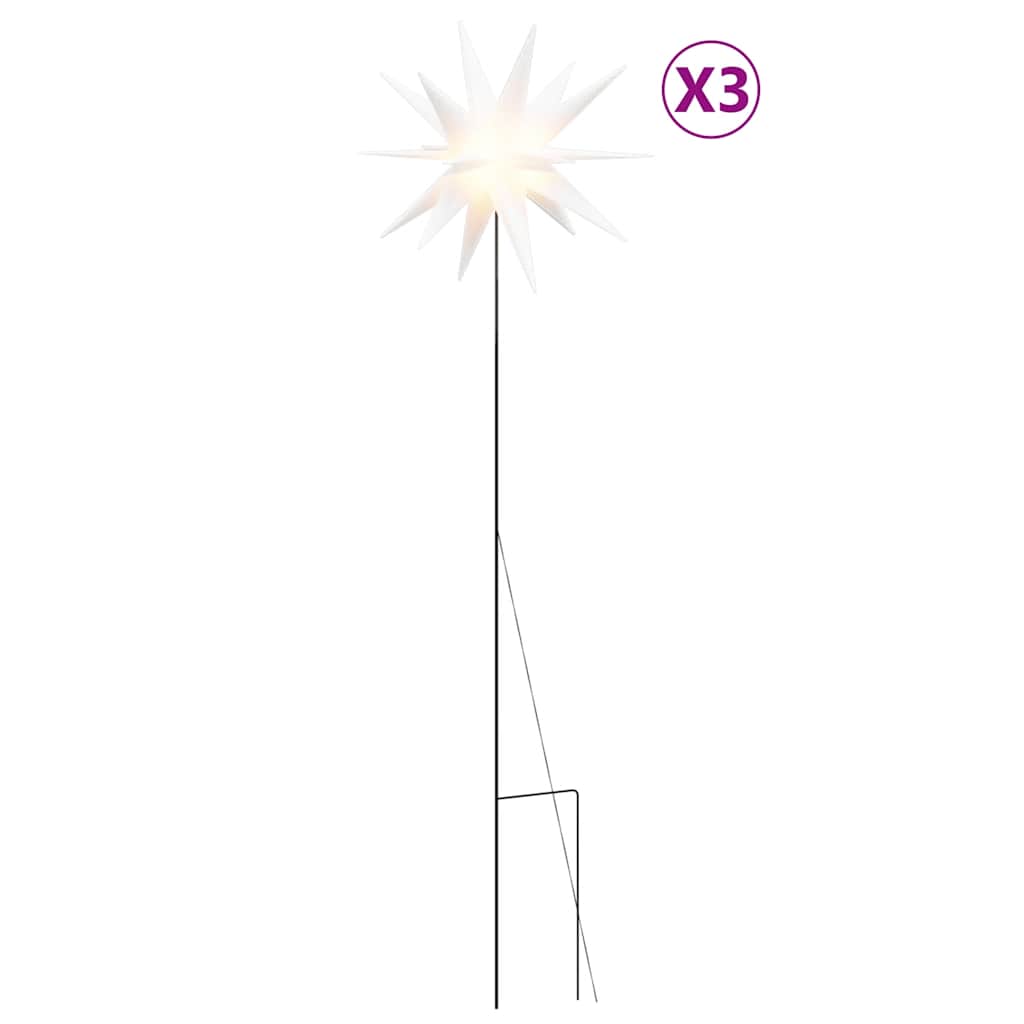 Julelys med plugger og LED 3 stk foldbar hvit 35 cm