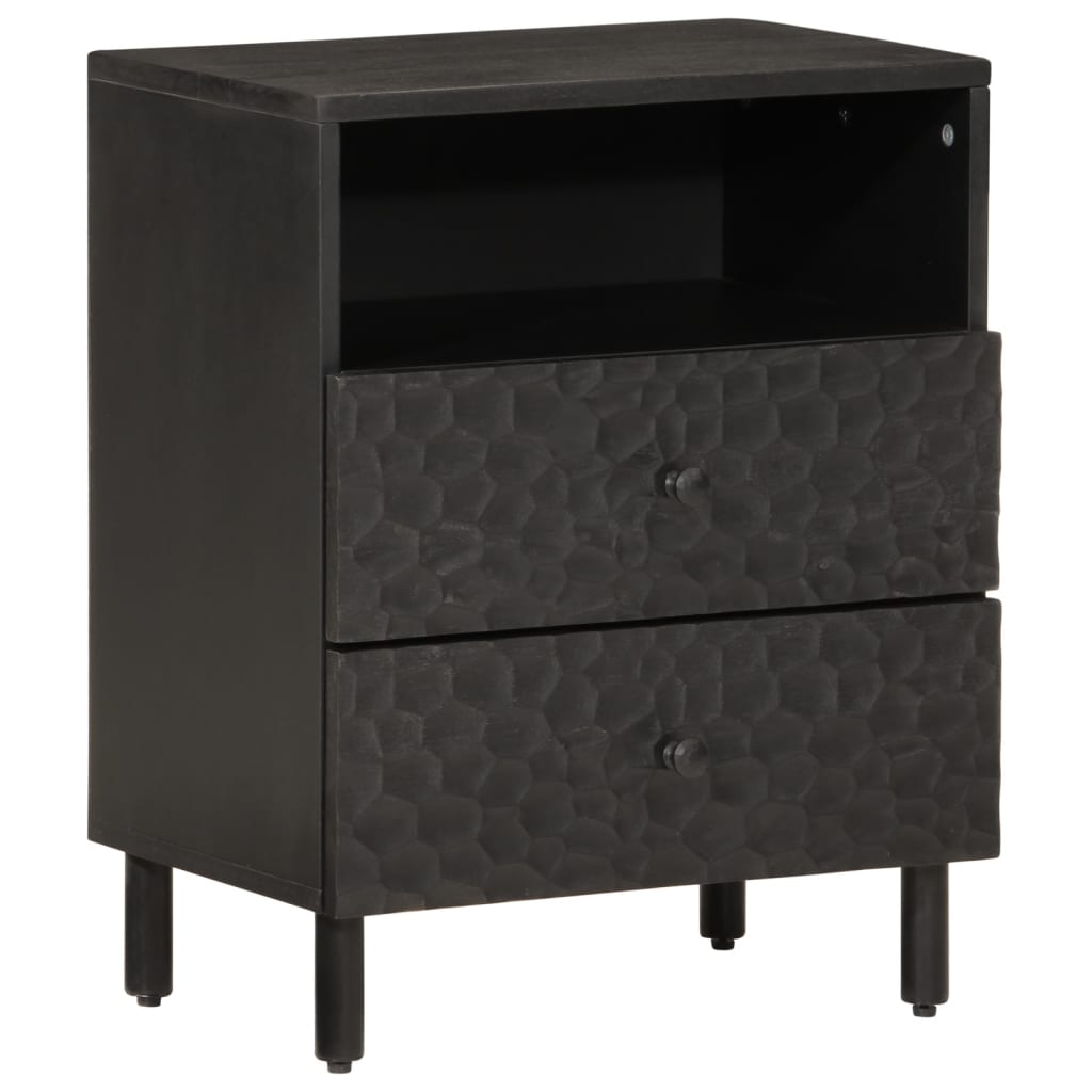 Nattbord svart 50x33x60 cm heltre mango