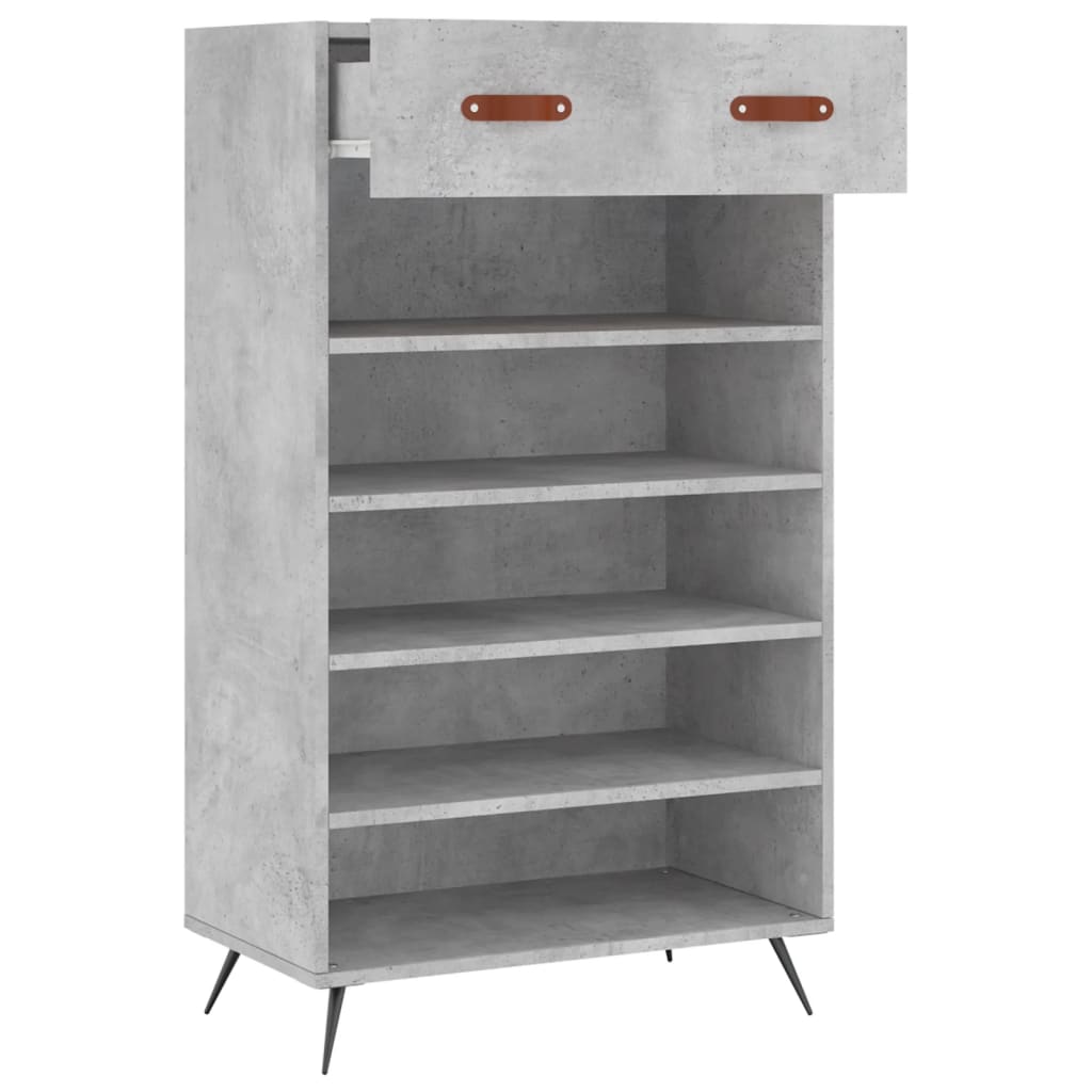 Skohylle betonggrå 60x35x105 cm konstruert tre