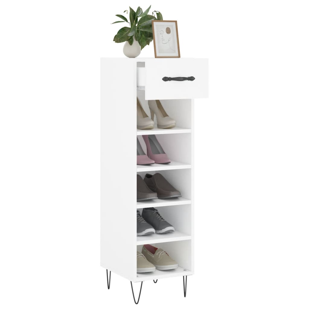 Skohylle hvit 30x35x105 cm konstruert tre